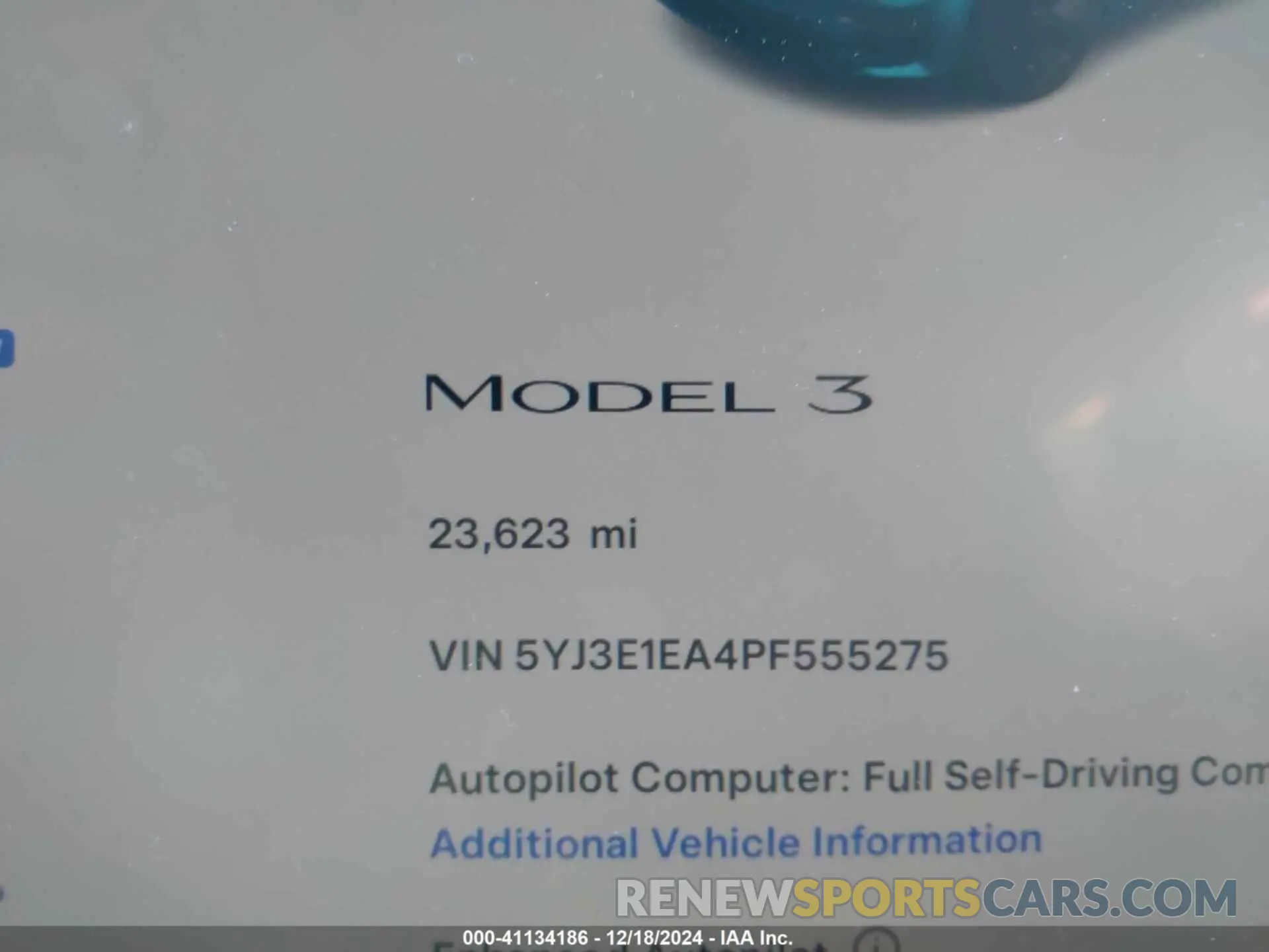16 fotografías del automóvil dañado 5YJ3E1EA4PF555275 TESLA MODEL 3 2023
