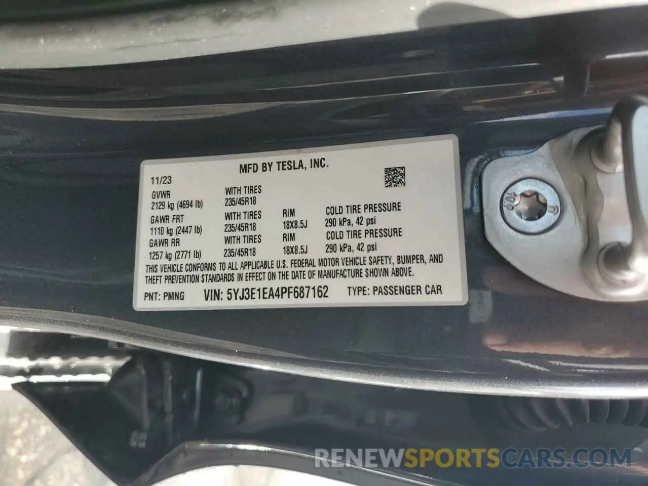 14 fotografías del automóvil dañado 5YJ3E1EA4PF687162 TESLA MODEL 3 2023