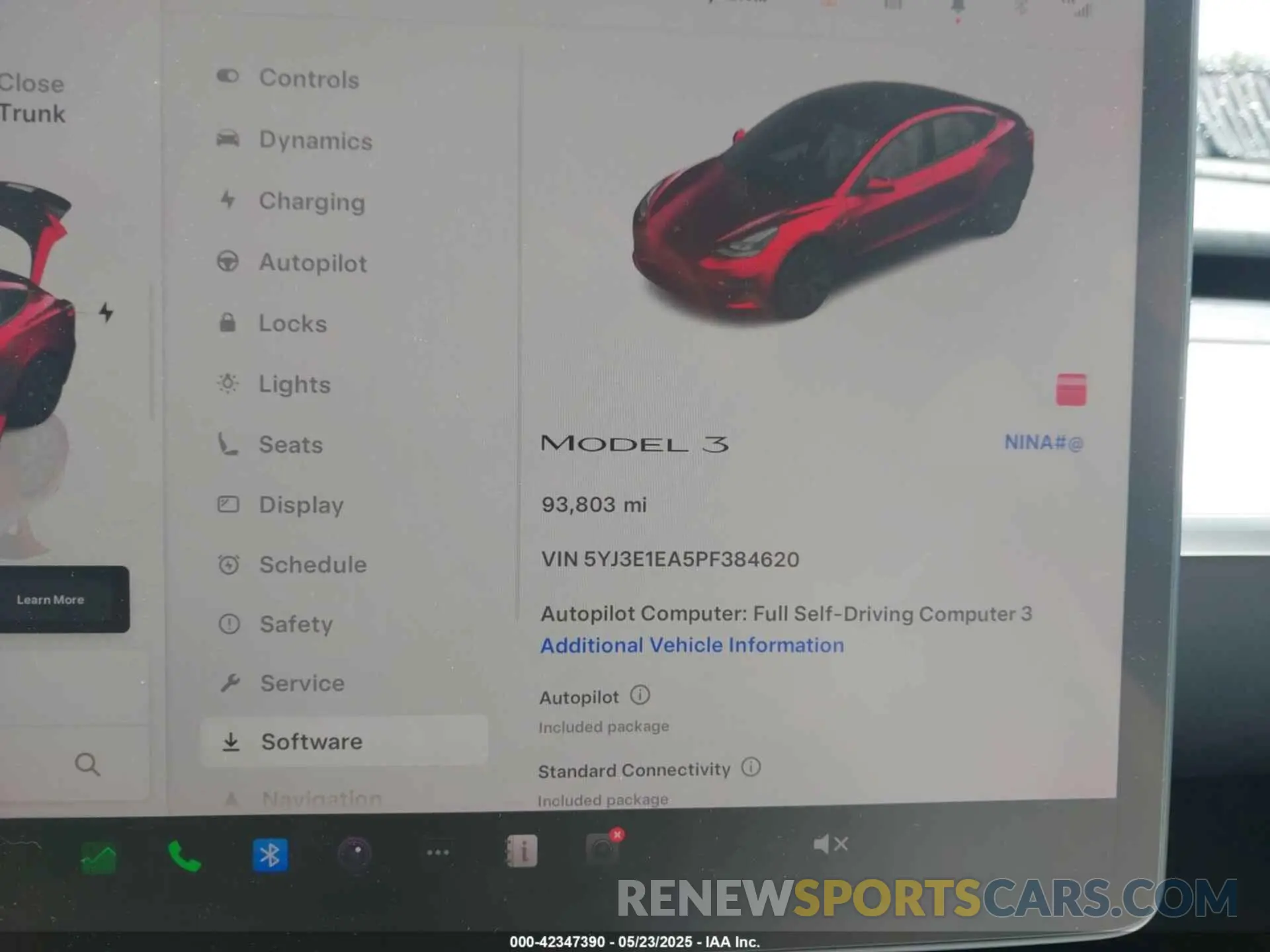 7 fotografías del automóvil dañado 5YJ3E1EA5PF384620 TESLA MODEL 3 2023