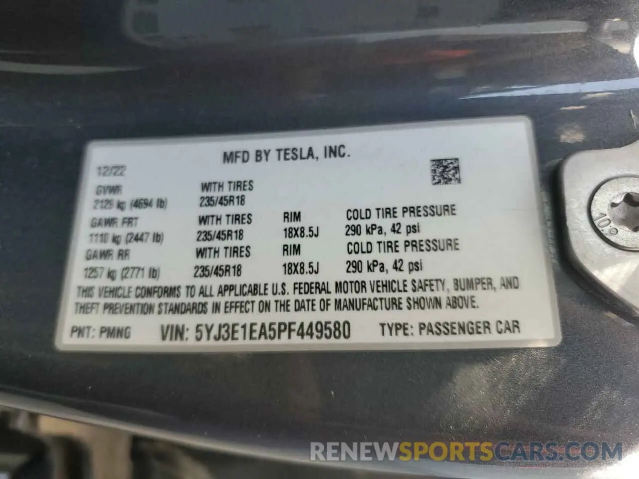 13 fotografías del automóvil dañado 5YJ3E1EA5PF449580 TESLA MODEL 3 2023