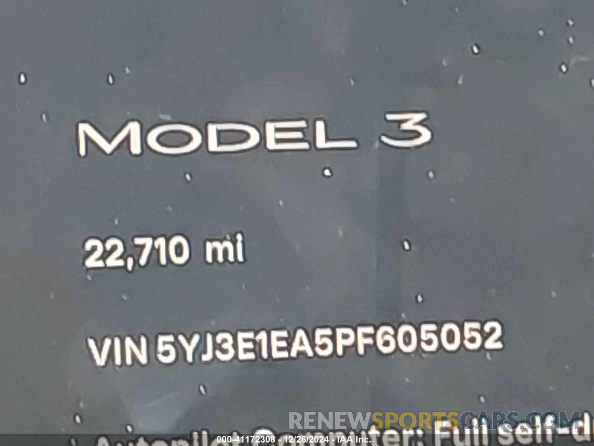 14 fotografías del automóvil dañado 5YJ3E1EA5PF605052 TESLA MODEL 3 2023