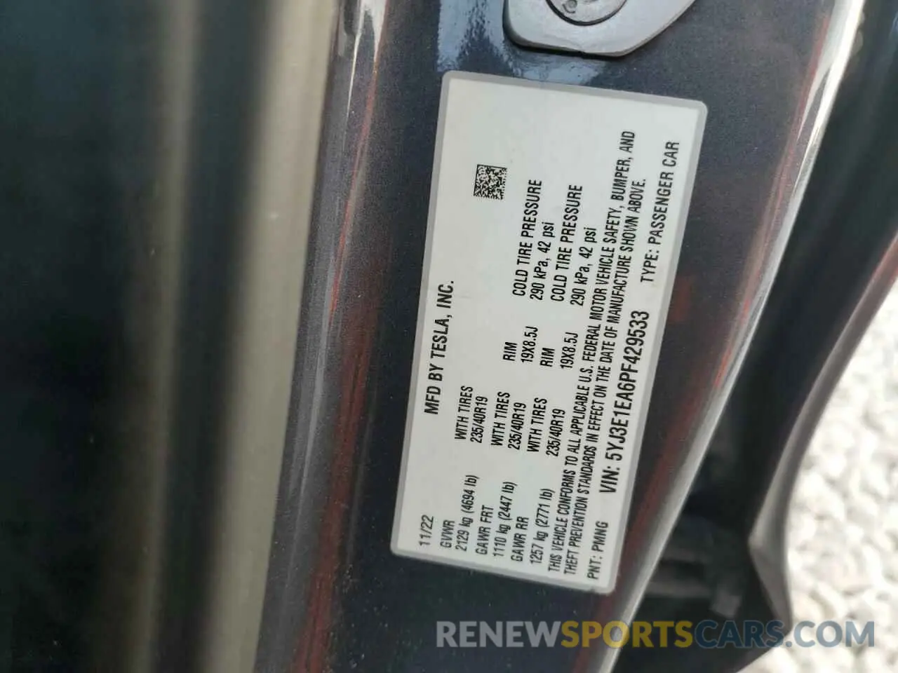 13 fotografías del automóvil dañado 5YJ3E1EA6PF429533 TESLA MODEL 3 2023