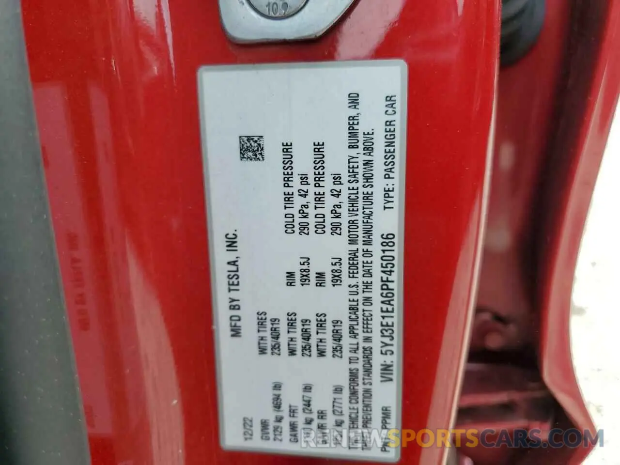 12 fotografías del automóvil dañado 5YJ3E1EA6PF450186 TESLA MODEL 3 2023
