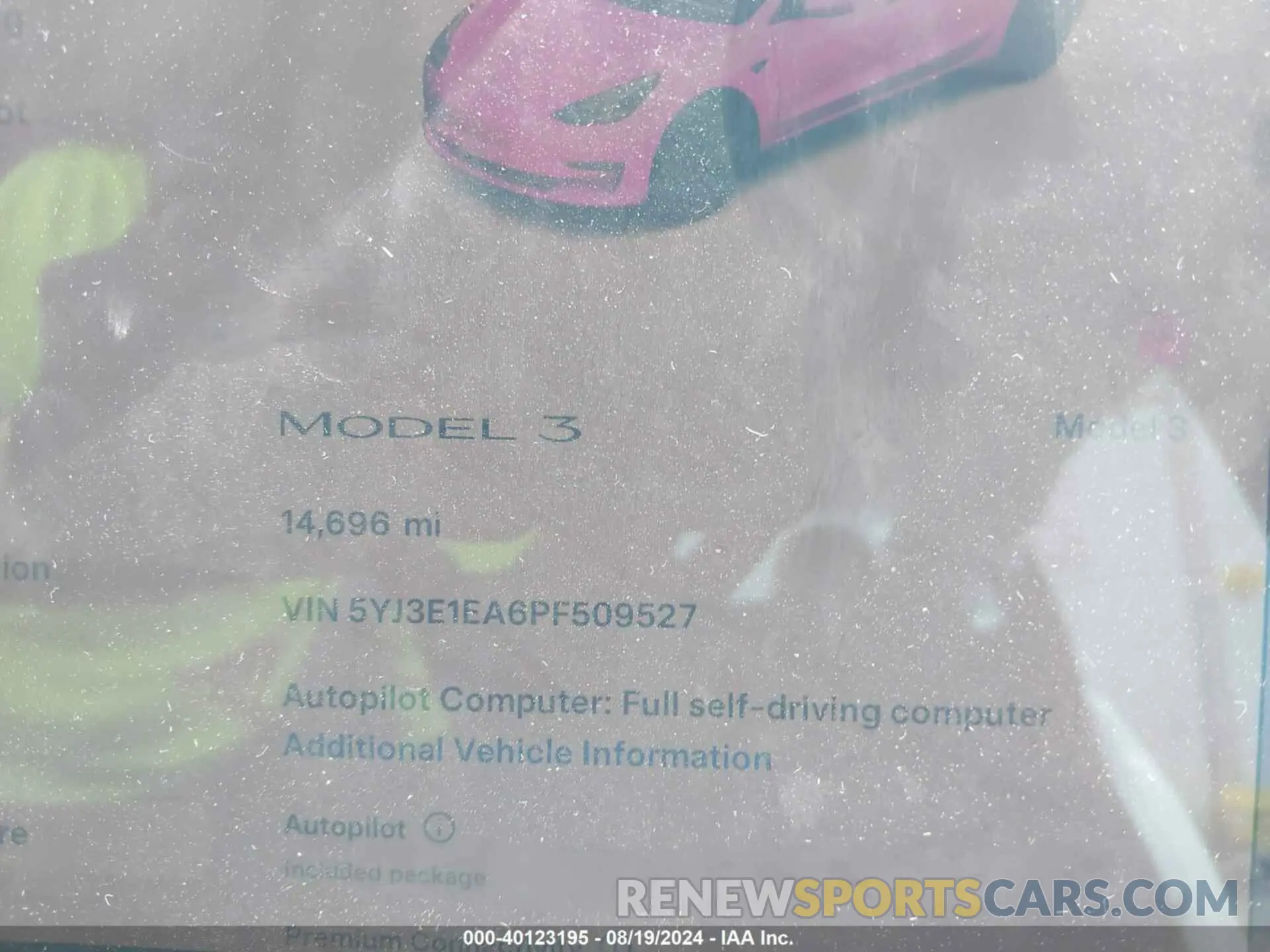 15 fotografías del automóvil dañado 5YJ3E1EA6PF509527 TESLA MODEL 3 2023
