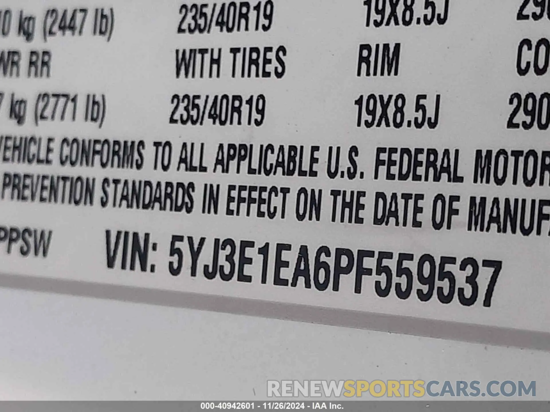 9 fotografías del automóvil dañado 5YJ3E1EA6PF559537 TESLA MODEL 3 2023