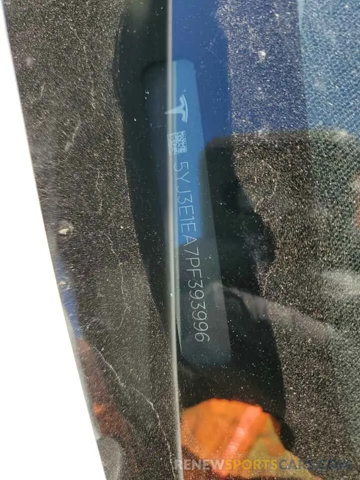 12 fotografías del automóvil dañado 5YJ3E1EA7PF393996 TESLA MODEL 3 2023