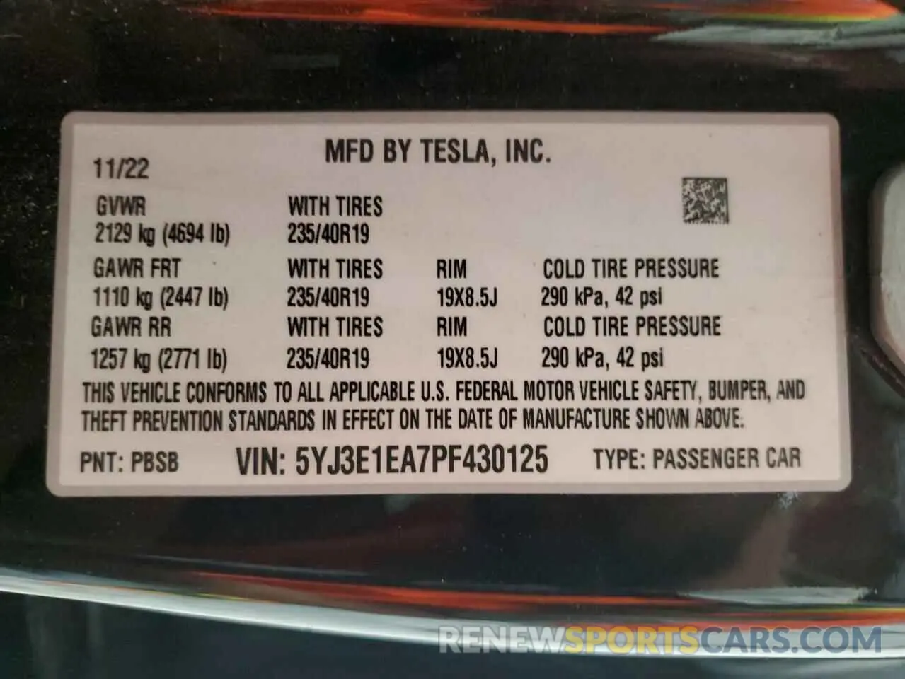 12 fotografías del automóvil dañado 5YJ3E1EA7PF430125 TESLA MODEL 3 2023