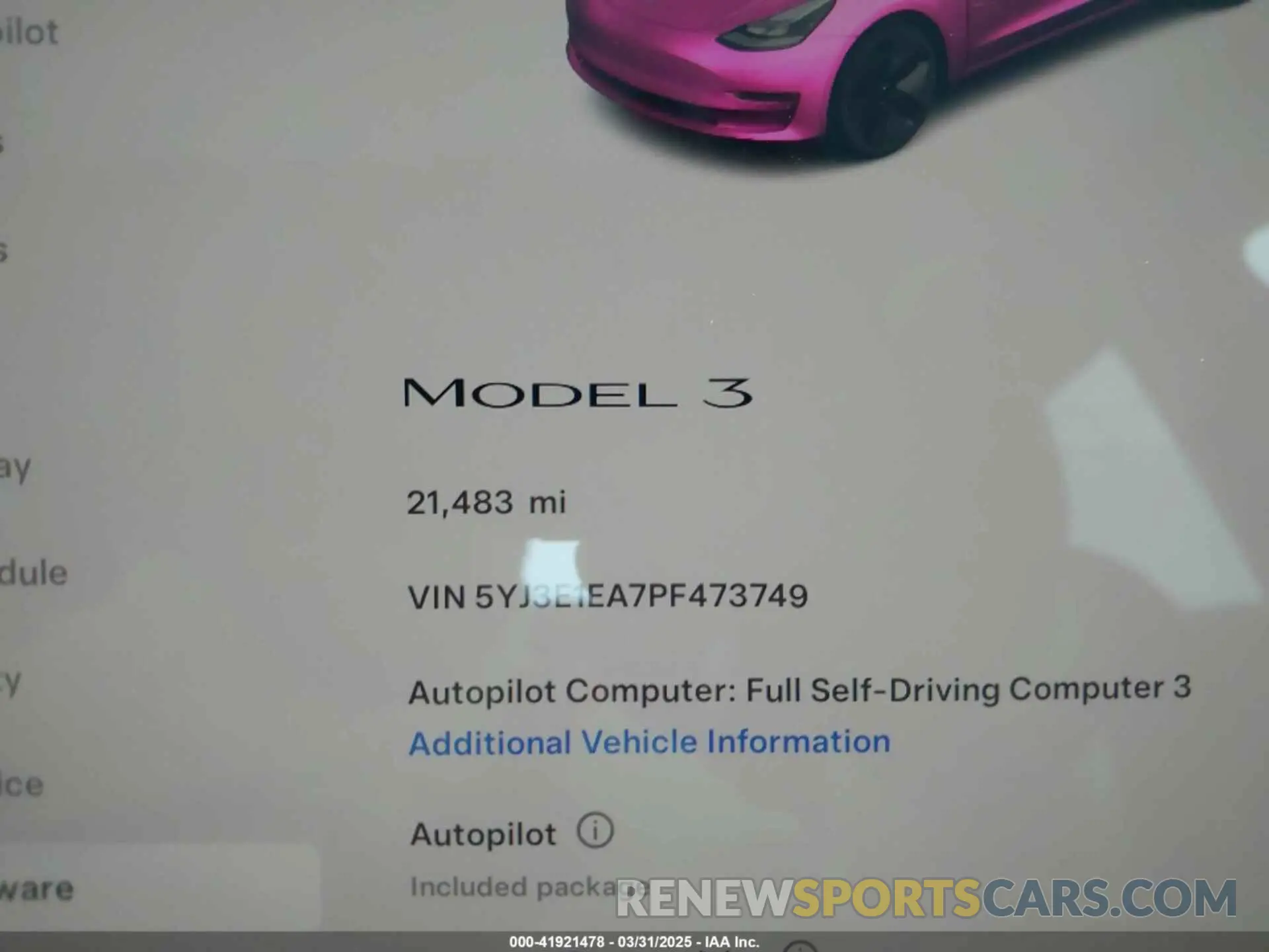 14 fotografías del automóvil dañado 5YJ3E1EA7PF473749 TESLA MODEL 3 2023