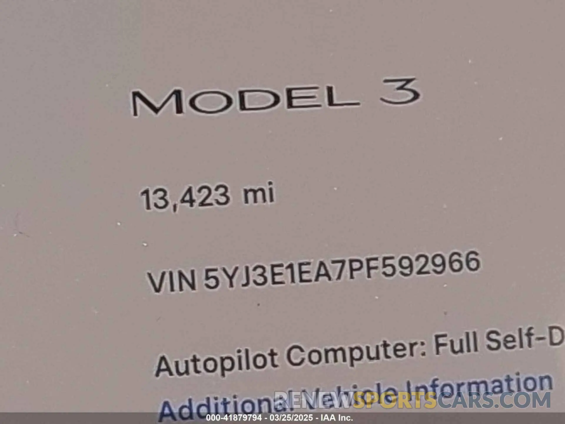 16 fotografías del automóvil dañado 5YJ3E1EA7PF592966 TESLA MODEL 3 2023