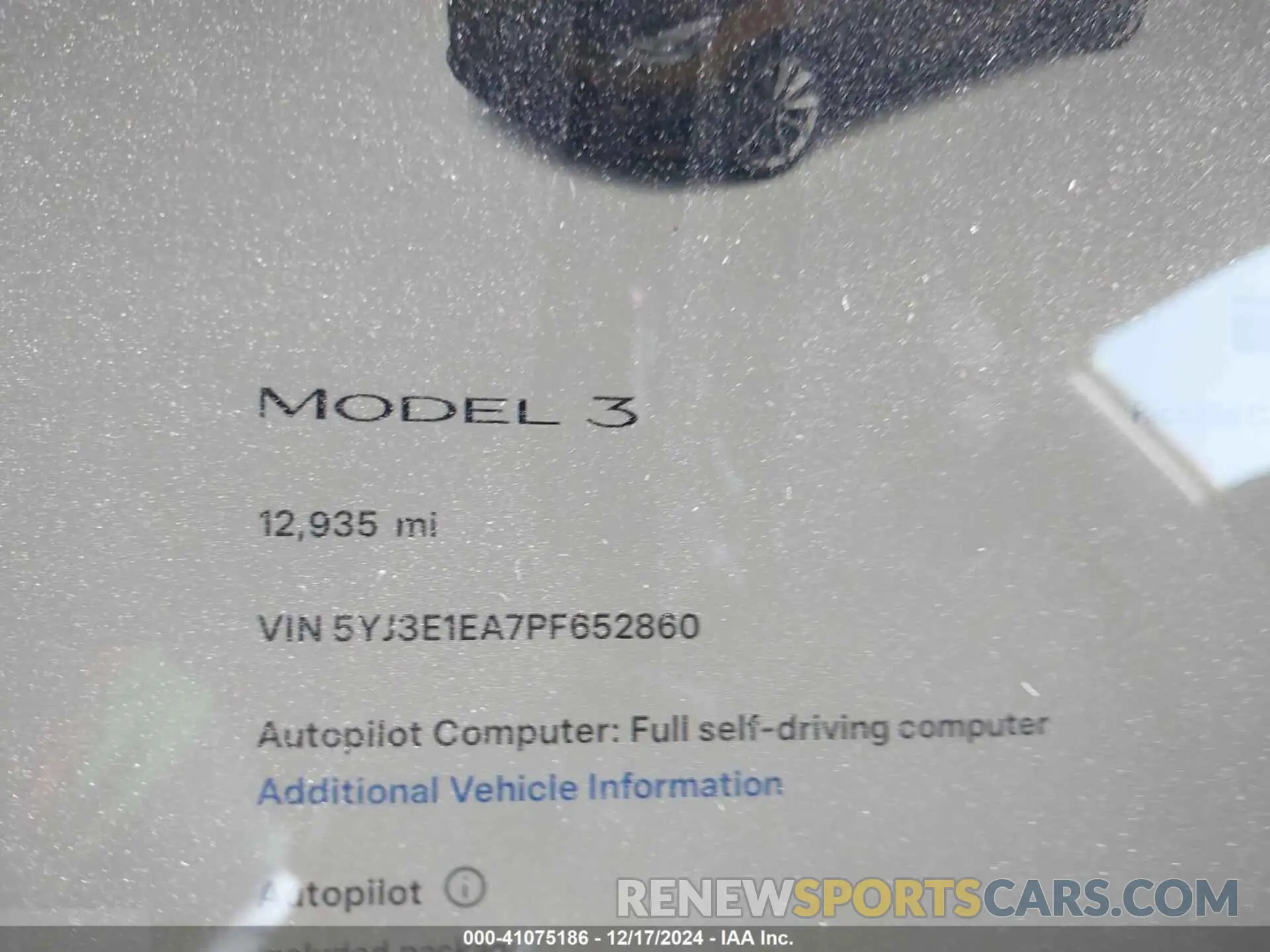 14 fotografías del automóvil dañado 5YJ3E1EA7PF652860 TESLA MODEL 3 2023