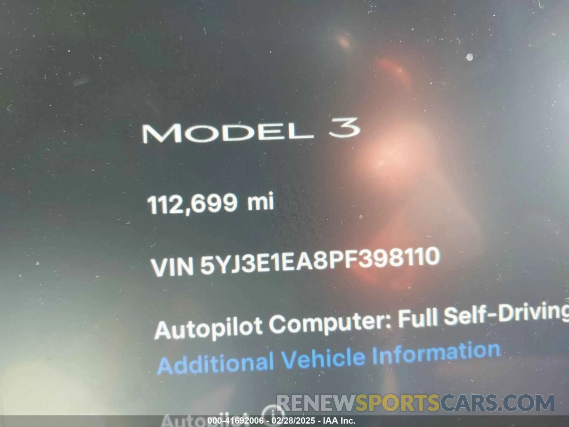 15 fotografías del automóvil dañado 5YJ3E1EA8PF398110 TESLA MODEL 3 2023