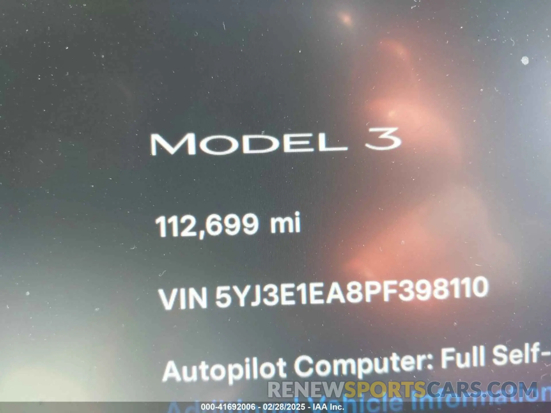 7 fotografías del automóvil dañado 5YJ3E1EA8PF398110 TESLA MODEL 3 2023