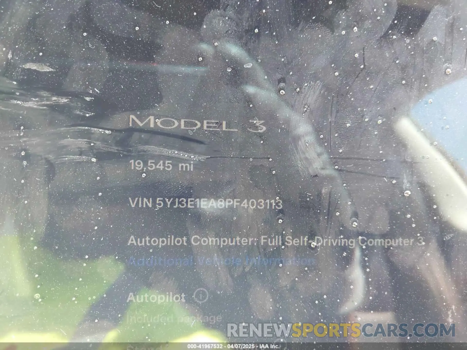 7 fotografías del automóvil dañado 5YJ3E1EA8PF403113 TESLA MODEL 3 2023