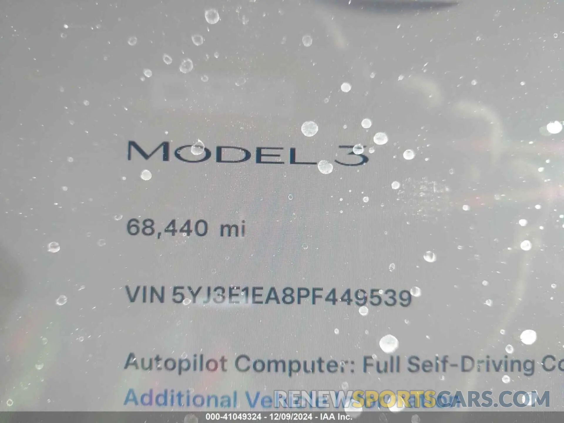 15 fotografías del automóvil dañado 5YJ3E1EA8PF449539 TESLA MODEL 3 2023