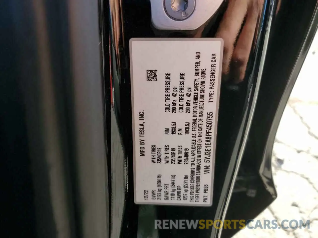 12 fotografías del automóvil dañado 5YJ3E1EA8PF450755 TESLA MODEL 3 2023