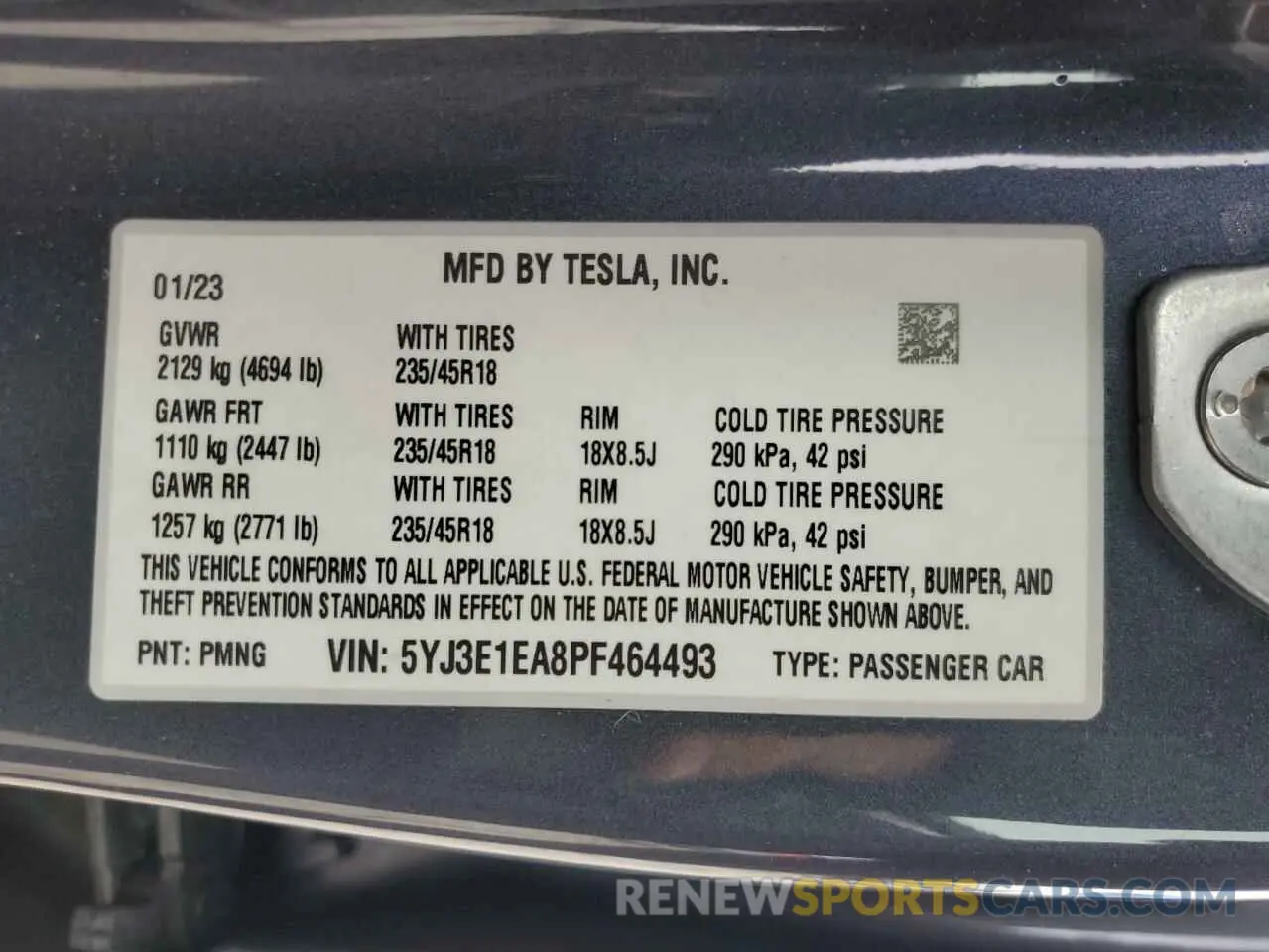 14 fotografías del automóvil dañado 5YJ3E1EA8PF464493 TESLA MODEL 3 2023