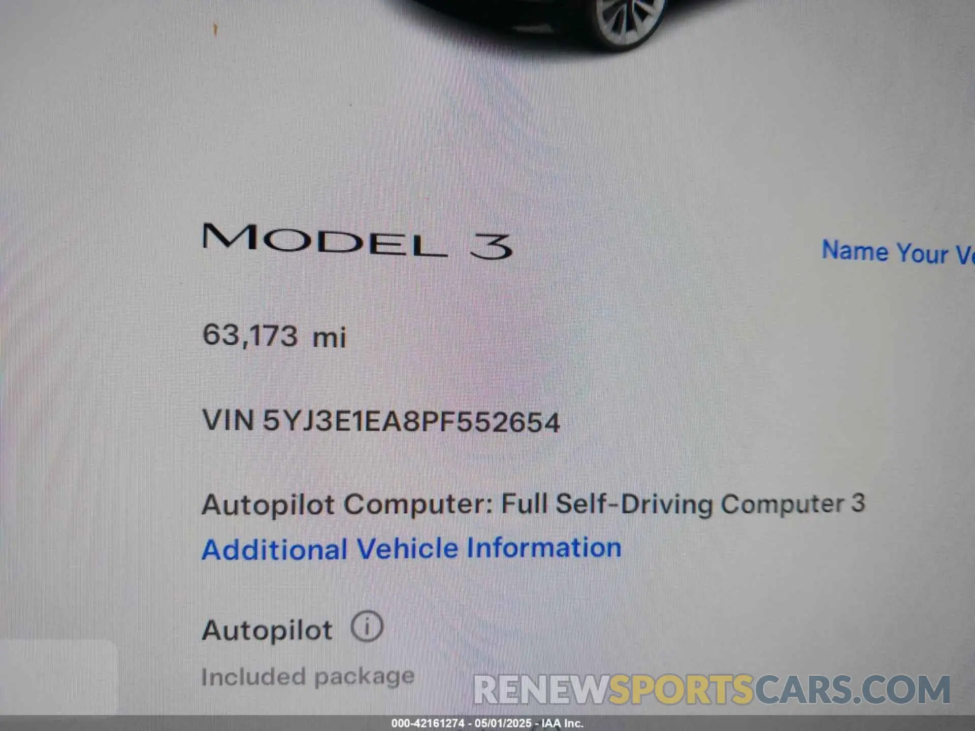 7 fotografías del automóvil dañado 5YJ3E1EA8PF552654 TESLA MODEL 3 2023