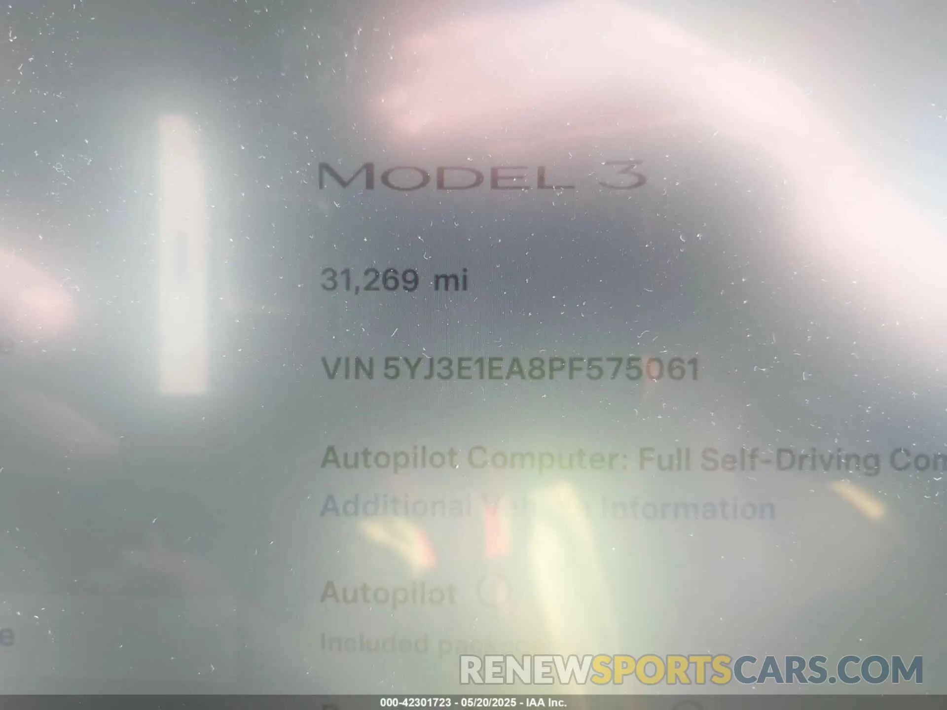 7 fotografías del automóvil dañado 5YJ3E1EA8PF575061 TESLA MODEL 3 2023