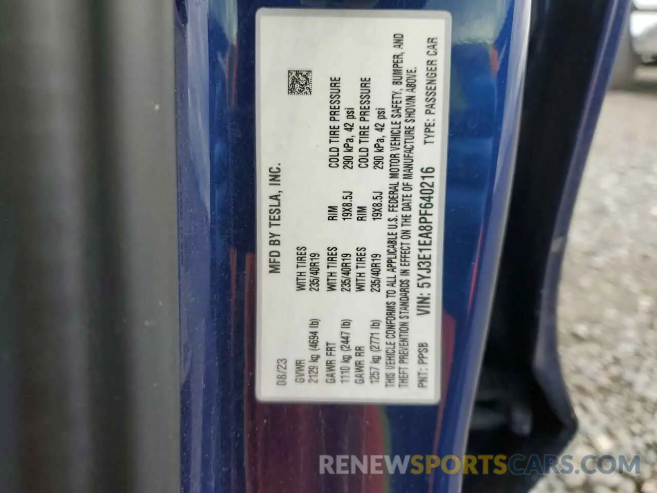 12 fotografías del automóvil dañado 5YJ3E1EA8PF640216 TESLA MODEL 3 2023