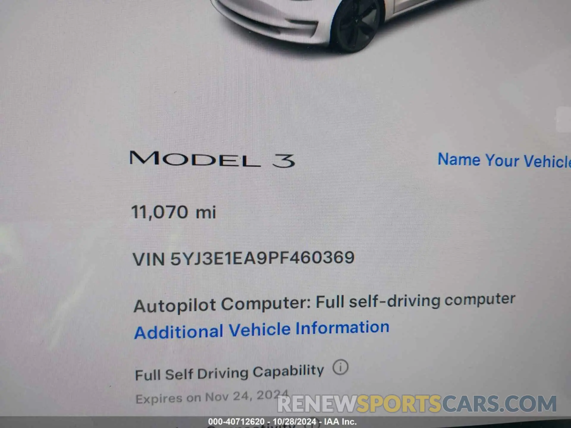 7 fotografías del automóvil dañado 5YJ3E1EA9PF460369 TESLA MODEL 3 2023