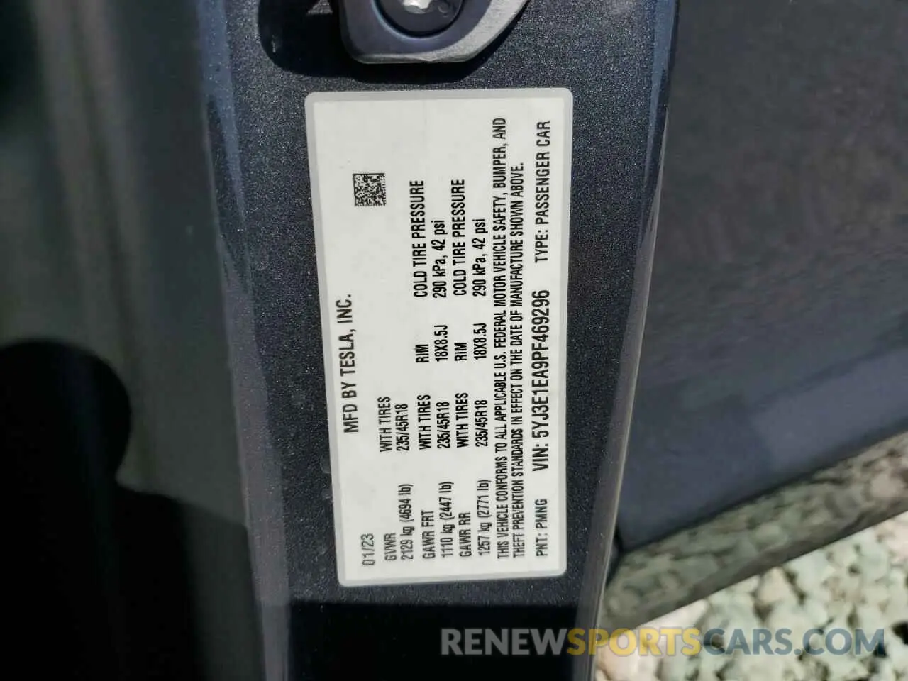 12 fotografías del automóvil dañado 5YJ3E1EA9PF469296 TESLA MODEL 3 2023