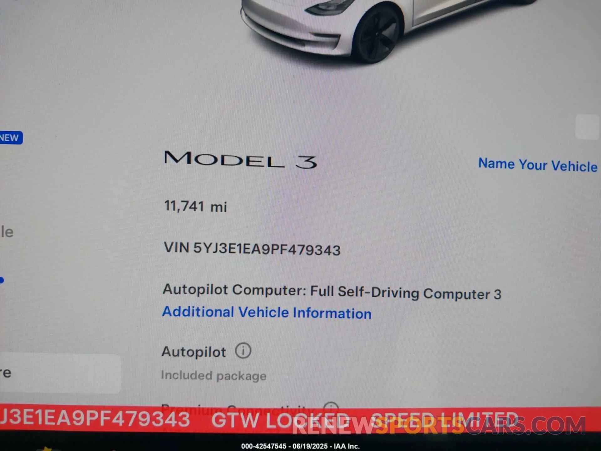 14 fotografías del automóvil dañado 5YJ3E1EA9PF479343 TESLA MODEL 3 2023
