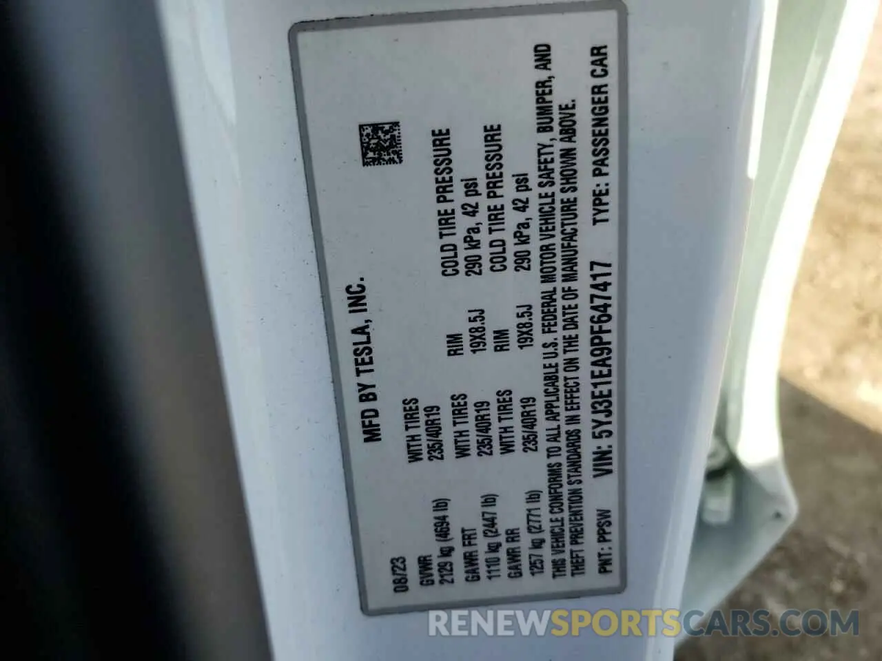 12 fotografías del automóvil dañado 5YJ3E1EA9PF647417 TESLA MODEL 3 2023