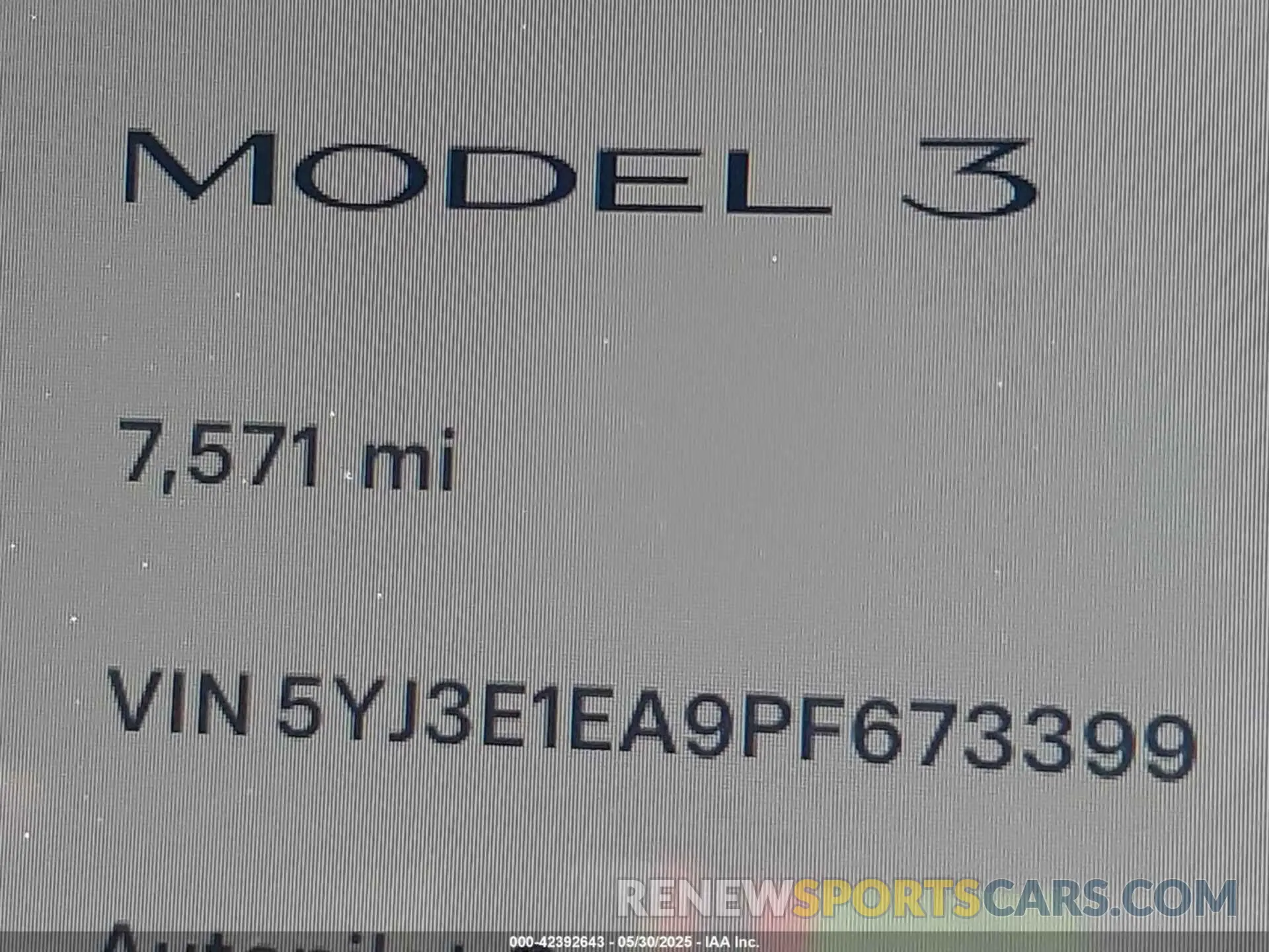 7 fotografías del automóvil dañado 5YJ3E1EA9PF673399 TESLA MODEL 3 2023