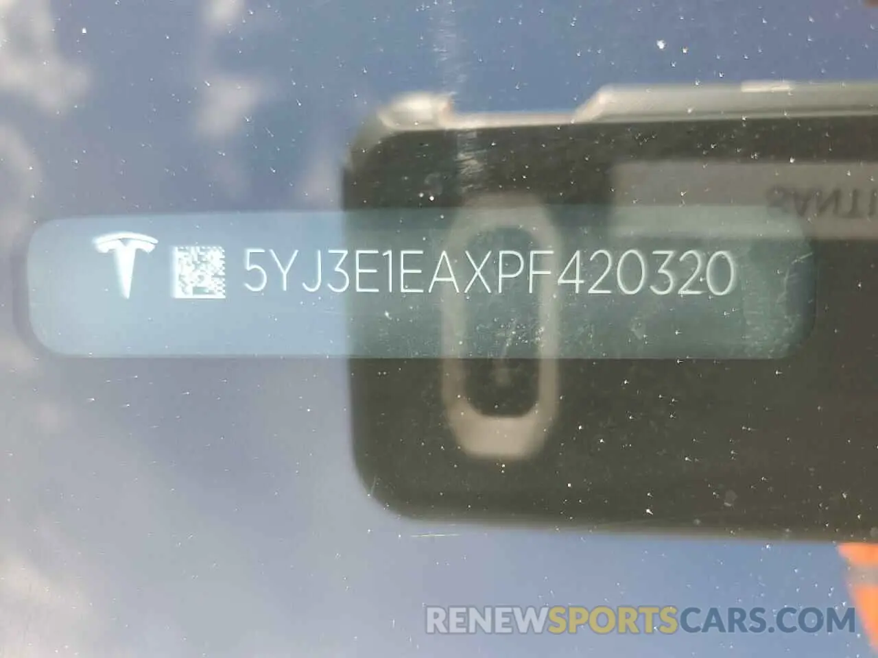 13 fotografías del automóvil dañado 5YJ3E1EAXPF420320 TESLA MODEL 3 2023