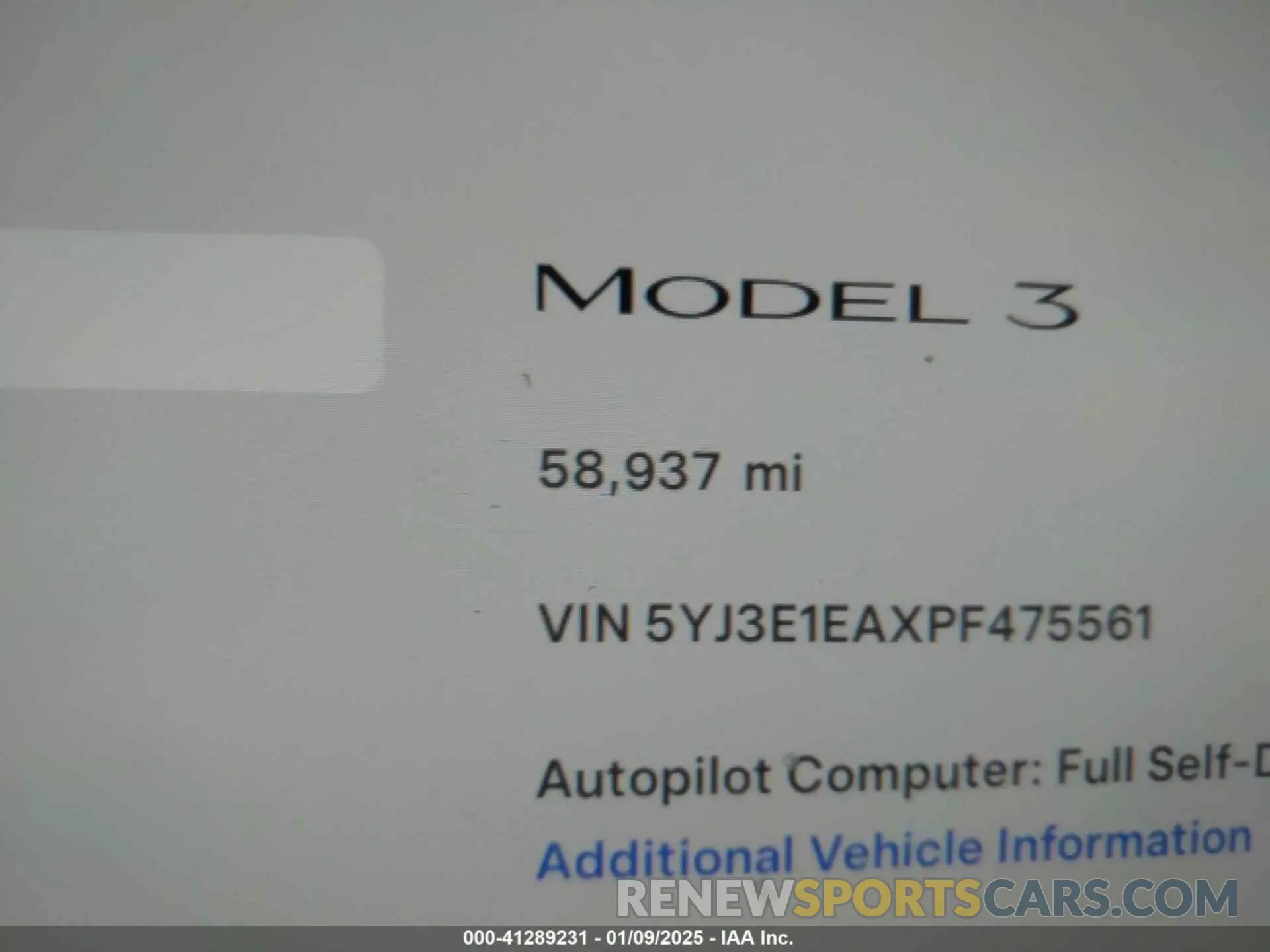 14 fotografías del automóvil dañado 5YJ3E1EAXPF475561 TESLA MODEL 3 2023