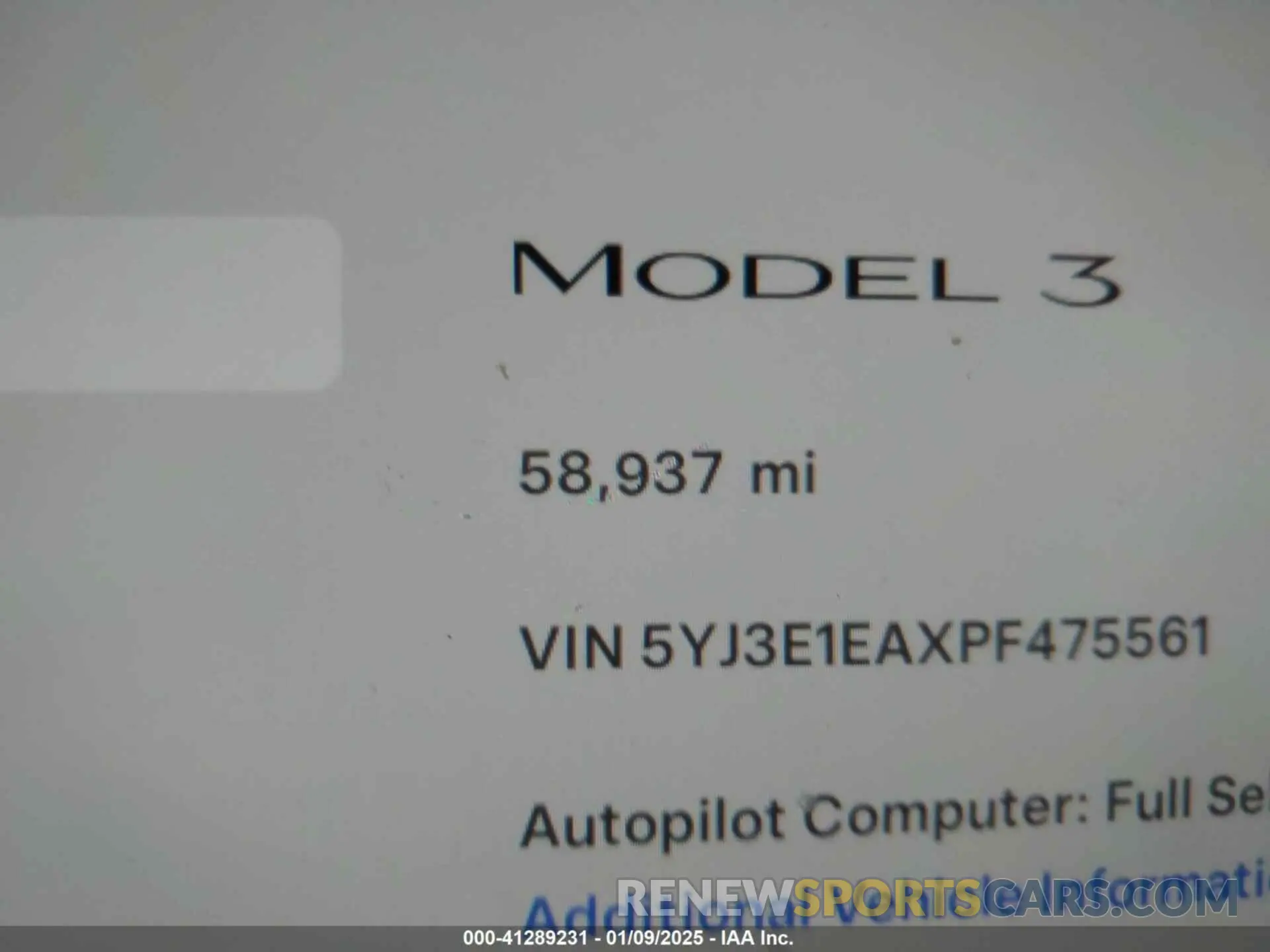 7 fotografías del automóvil dañado 5YJ3E1EAXPF475561 TESLA MODEL 3 2023