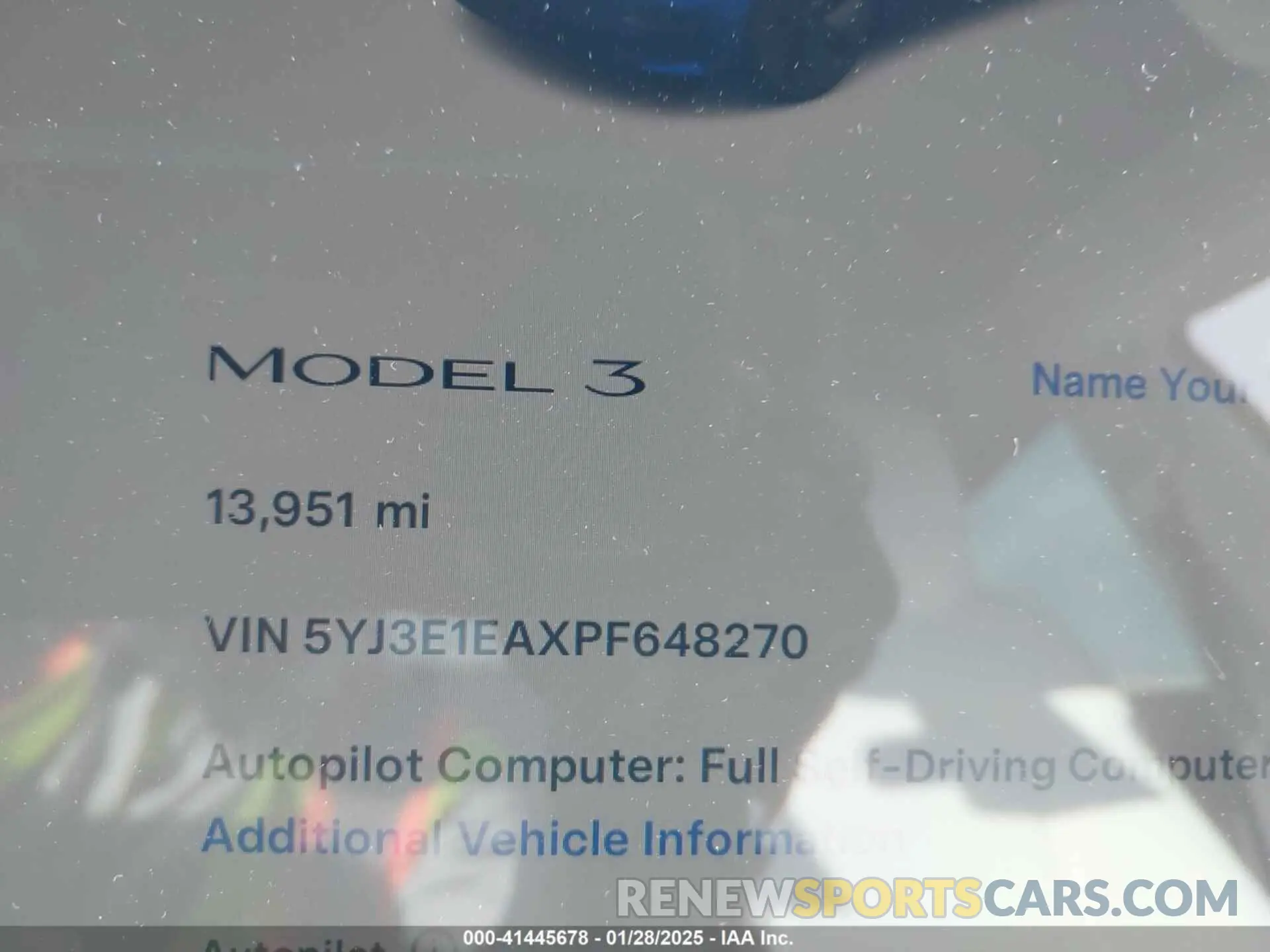 7 fotografías del automóvil dañado 5YJ3E1EAXPF648270 TESLA MODEL 3 2023