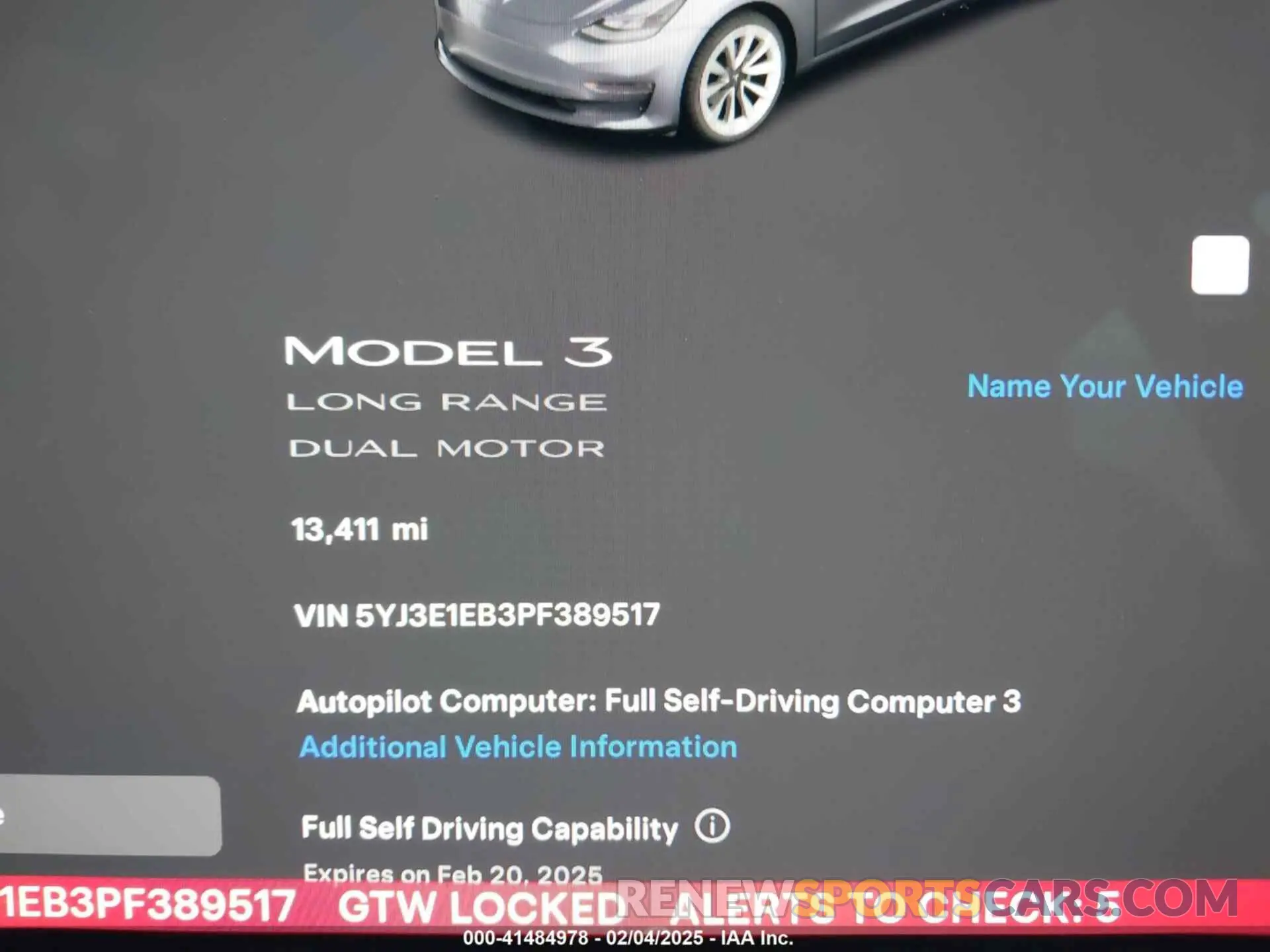 7 fotografías del automóvil dañado 5YJ3E1EB3PF389517 TESLA MODEL 3 2023