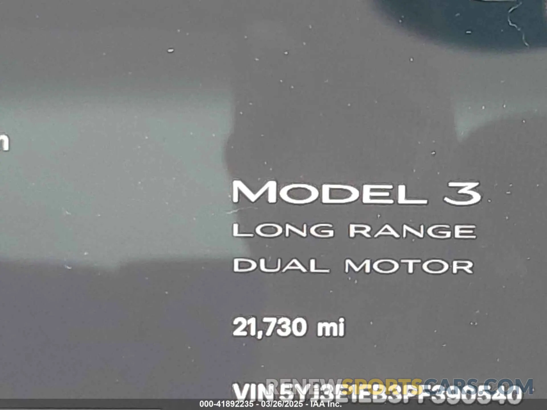 15 fotografías del automóvil dañado 5YJ3E1EB3PF390540 TESLA MODEL 3 2023