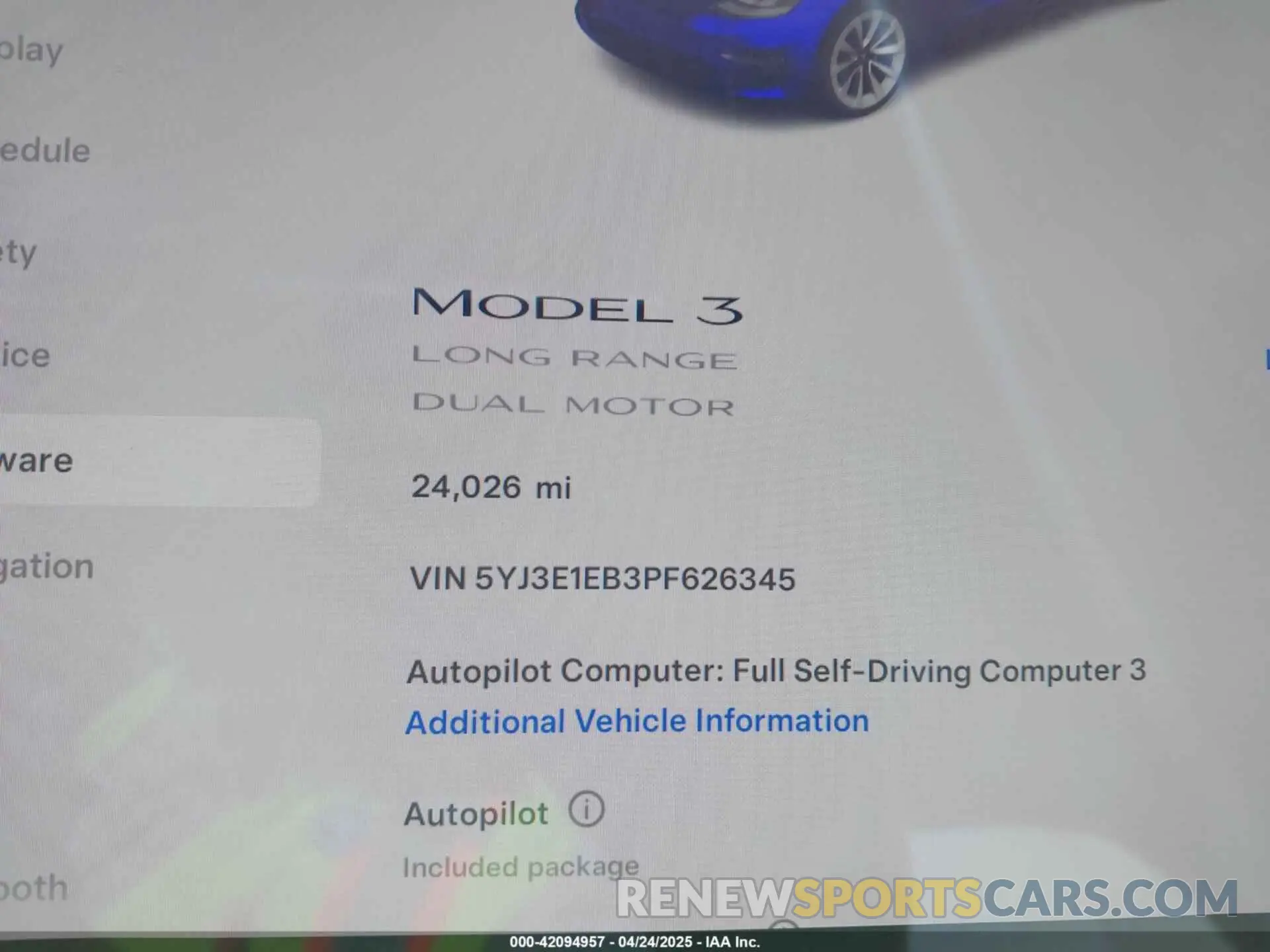 14 fotografías del automóvil dañado 5YJ3E1EB3PF626345 TESLA MODEL 3 2023