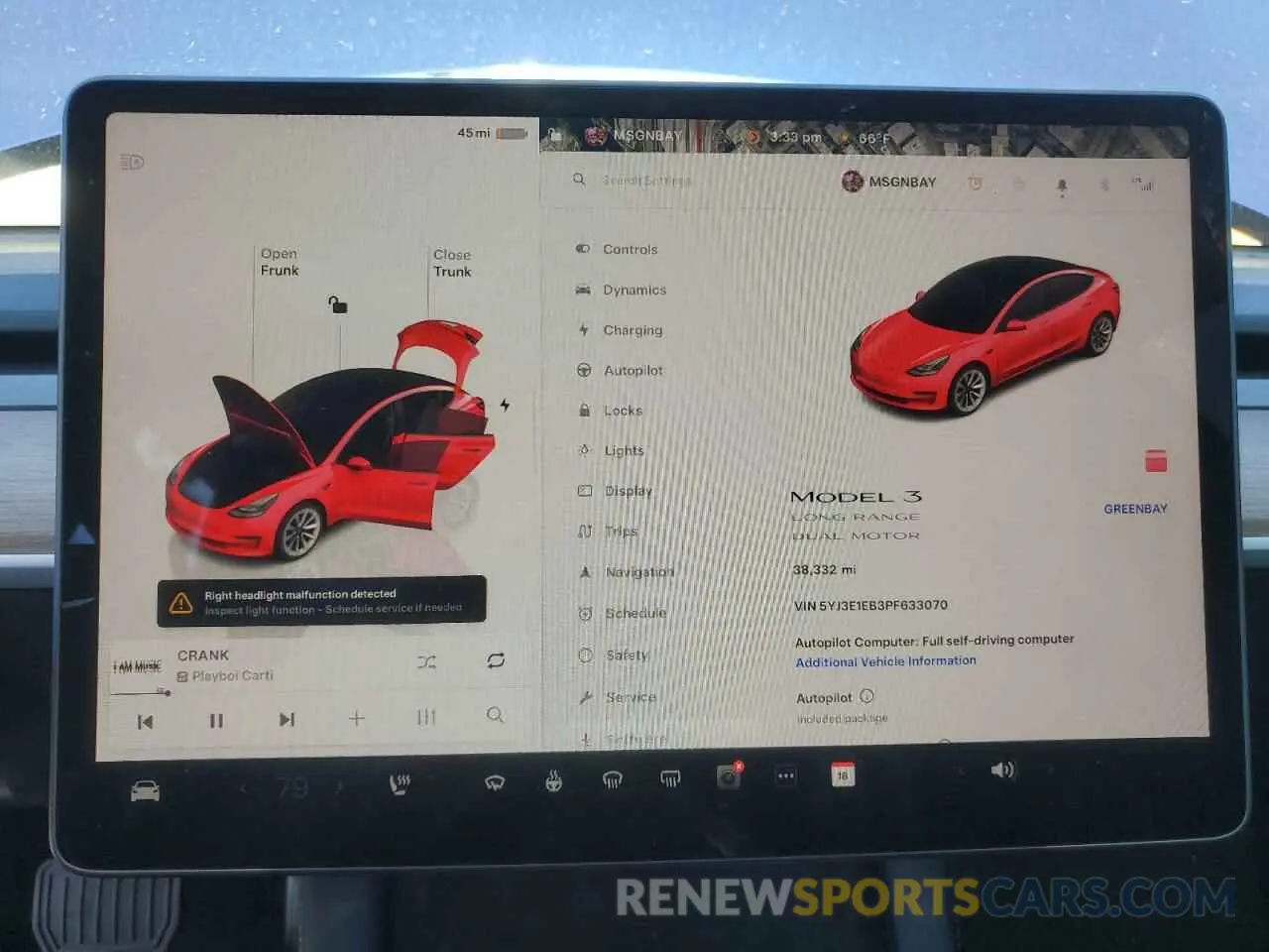 9 fotografías del automóvil dañado 5YJ3E1EB3PF633070 TESLA MODEL 3 2023