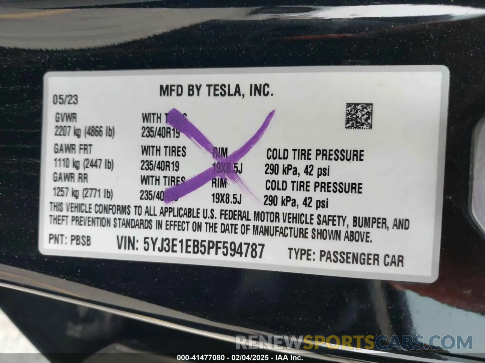 9 fotografías del automóvil dañado 5YJ3E1EB5PF594787 TESLA MODEL 3 2023
