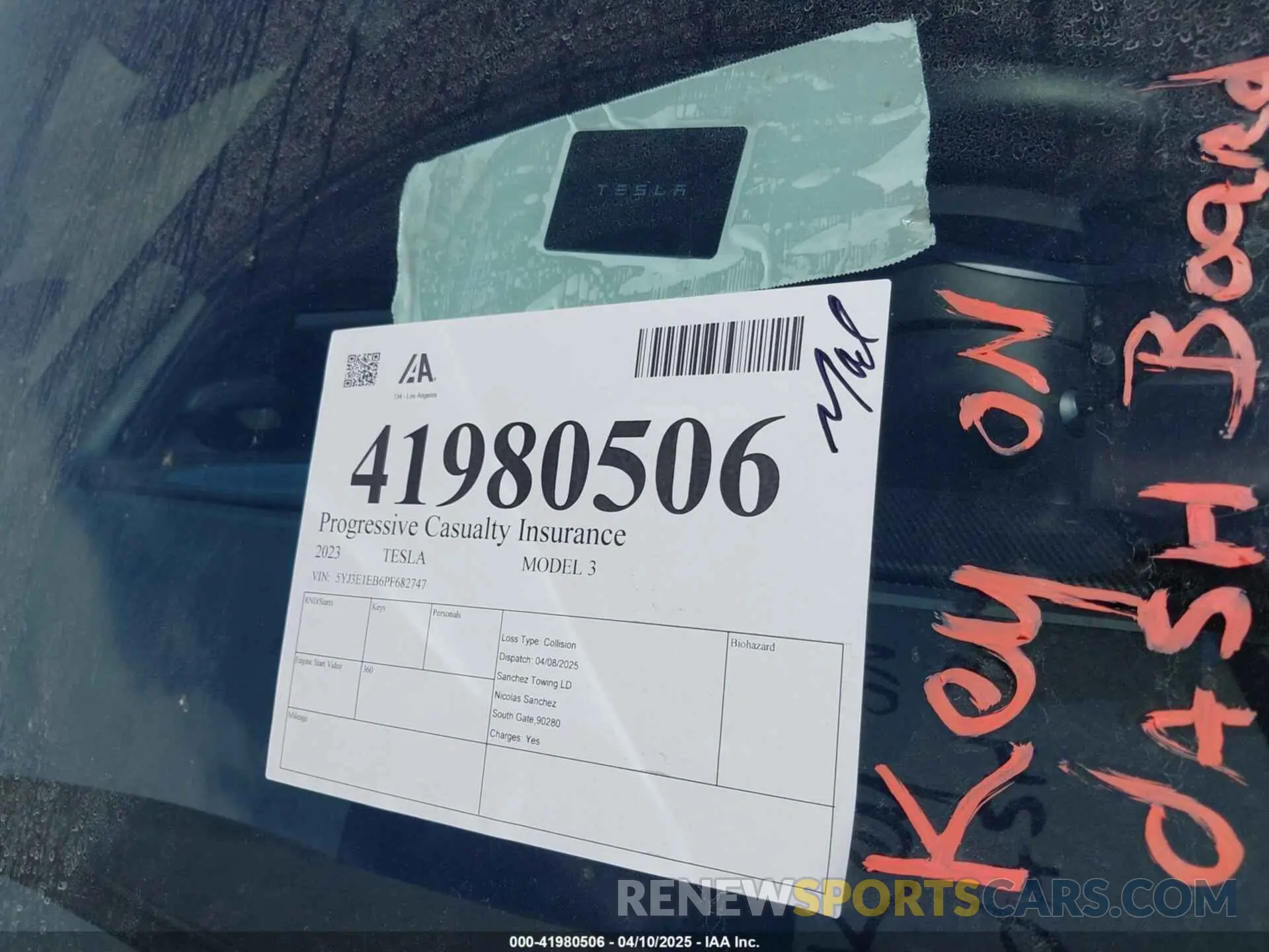 11 fotografías del automóvil dañado 5YJ3E1EB6PF682747 TESLA MODEL 3 2023