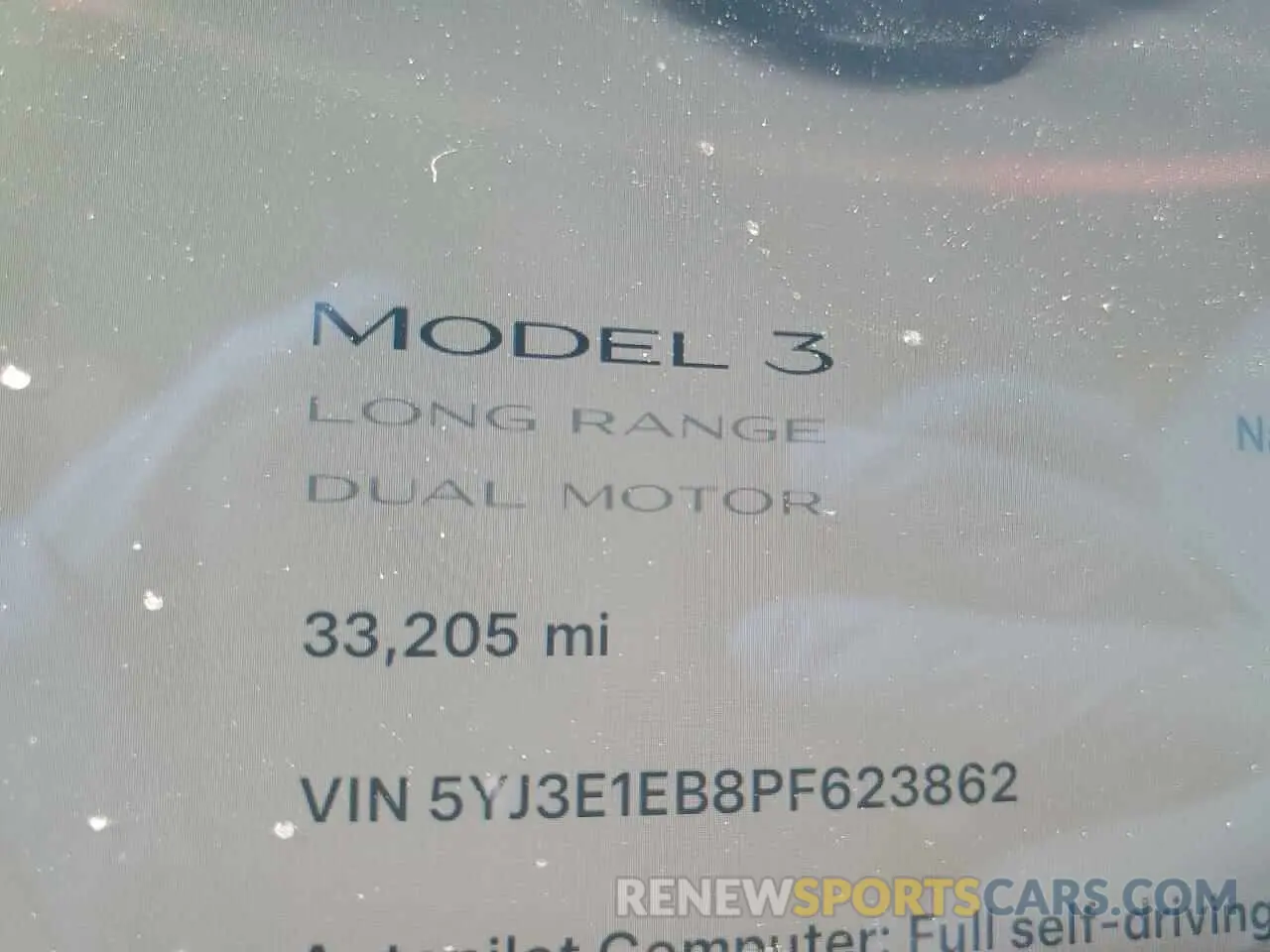 9 fotografías del automóvil dañado 5YJ3E1EB8PF623862 TESLA MODEL 3 2023