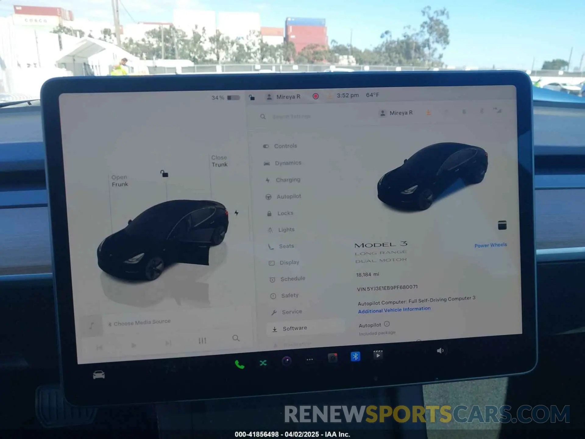 18 fotografías del automóvil dañado 5YJ3E1EB9PF680071 TESLA MODEL 3 2023