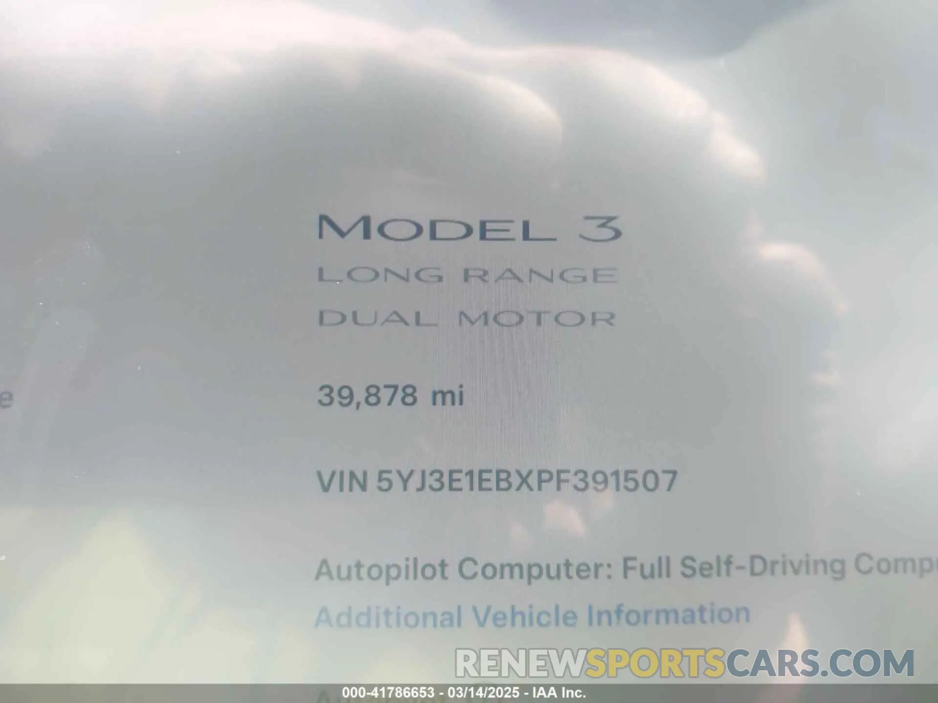 7 fotografías del automóvil dañado 5YJ3E1EBXPF391507 TESLA MODEL 3 2023