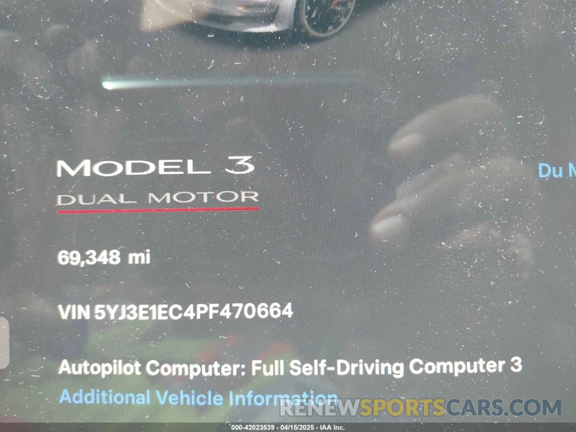 7 fotografías del automóvil dañado 5YJ3E1EC4PF470664 TESLA MODEL 3 2023