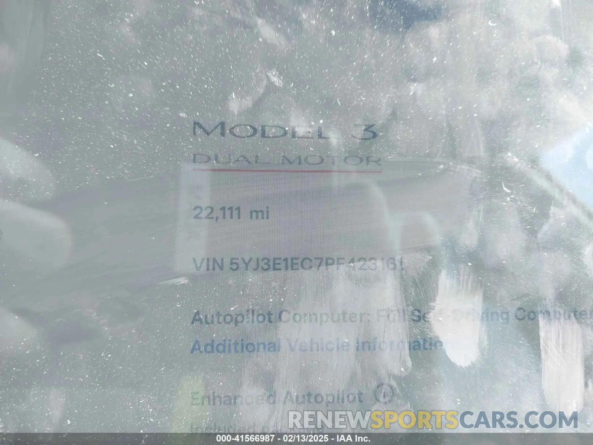 15 fotografías del automóvil dañado 5YJ3E1EC7PF423161 TESLA MODEL 3 2023