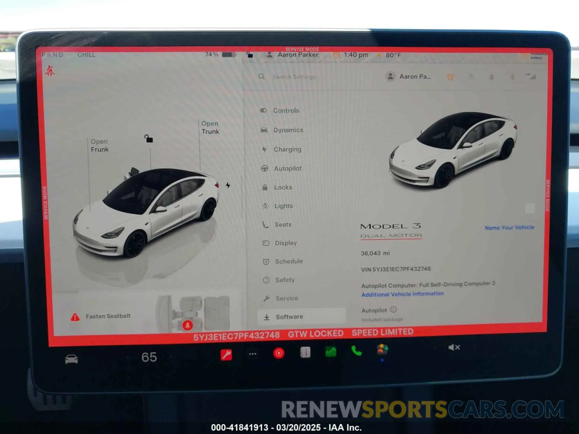 7 fotografías del automóvil dañado 5YJ3E1EC7PF432748 TESLA MODEL 3 2023