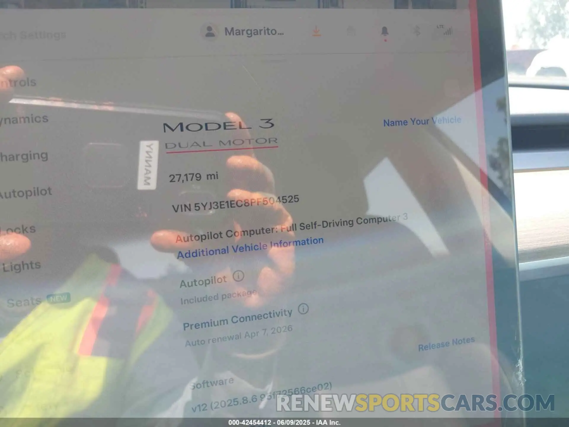 7 fotografías del automóvil dañado 5YJ3E1EC8PF504525 TESLA MODEL 3 2023