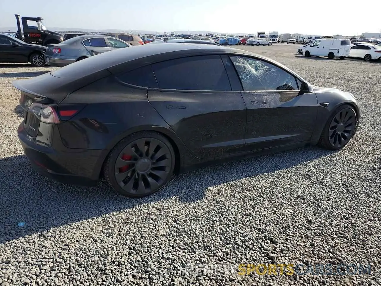 3 fotografías del automóvil dañado 5YJ3E1EC9PF414218 TESLA MODEL 3 2023
