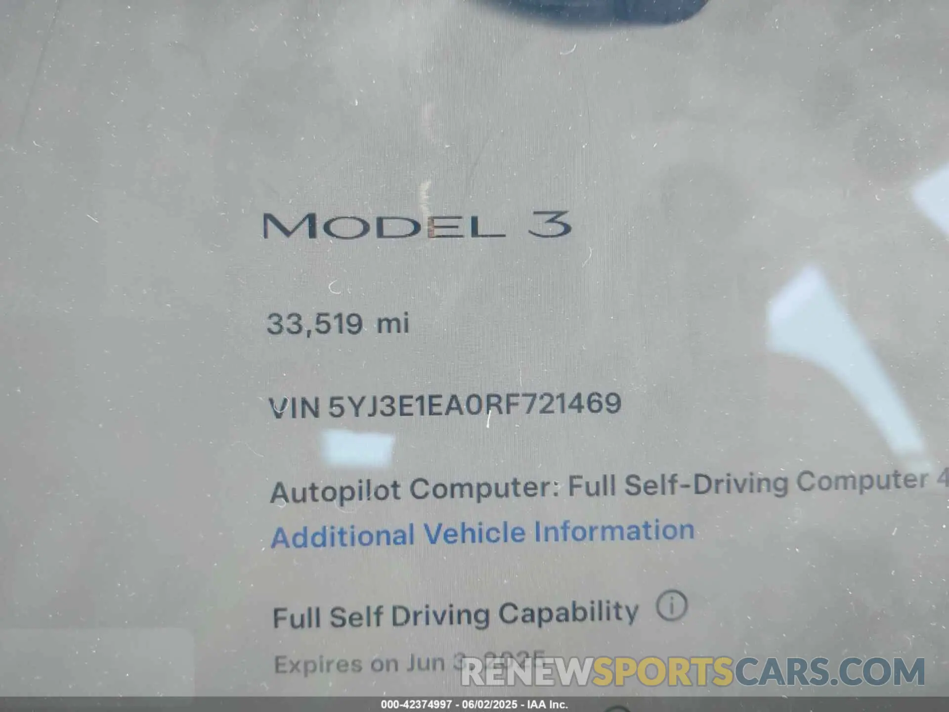 7 fotografías del automóvil dañado 5YJ3E1EA0RF721469 TESLA MODEL 3 2024