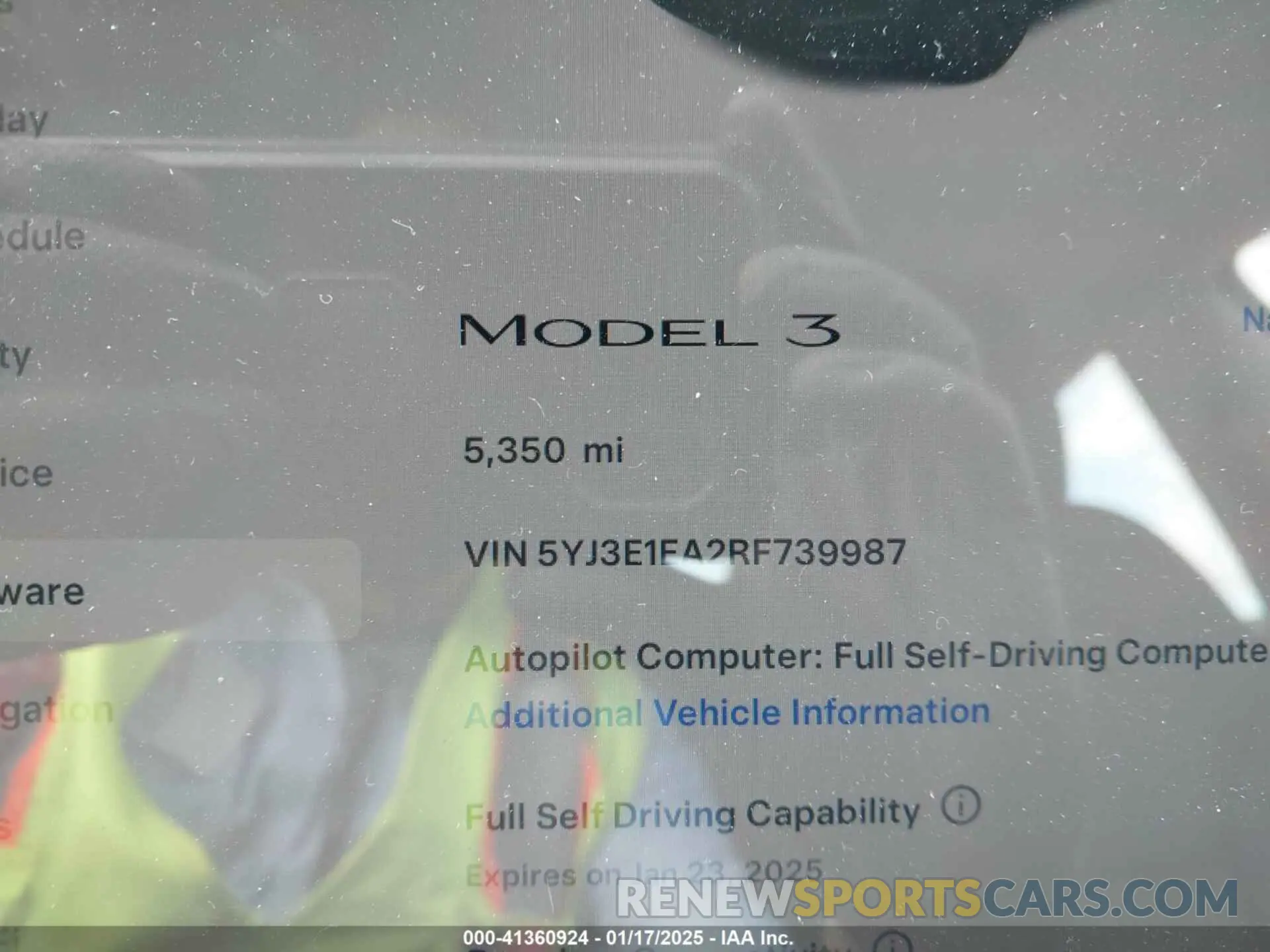 15 fotografías del automóvil dañado 5YJ3E1EA2RF739987 TESLA MODEL 3 2024