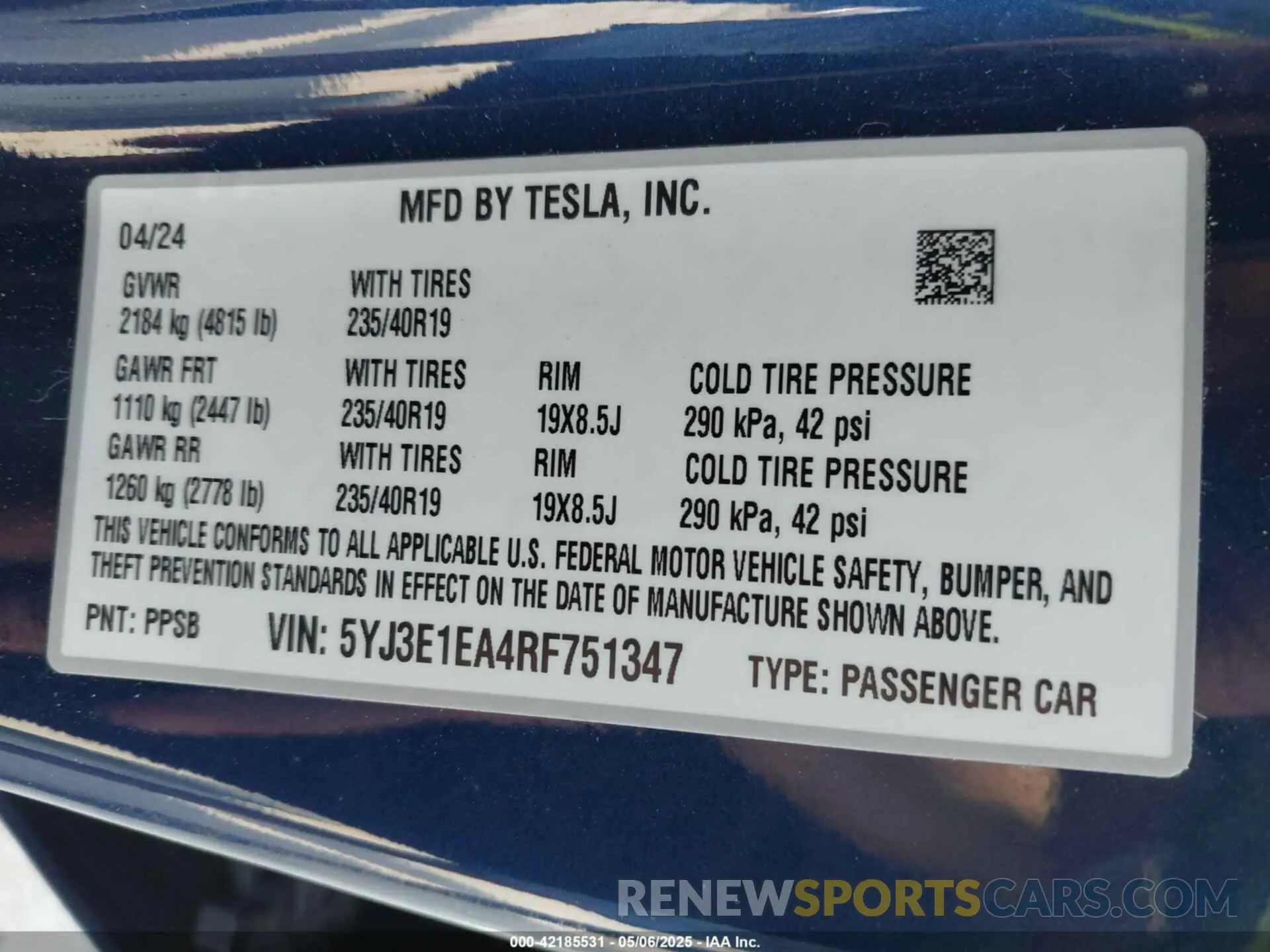 9 fotografías del automóvil dañado 5YJ3E1EA4RF751347 TESLA MODEL 3 2024