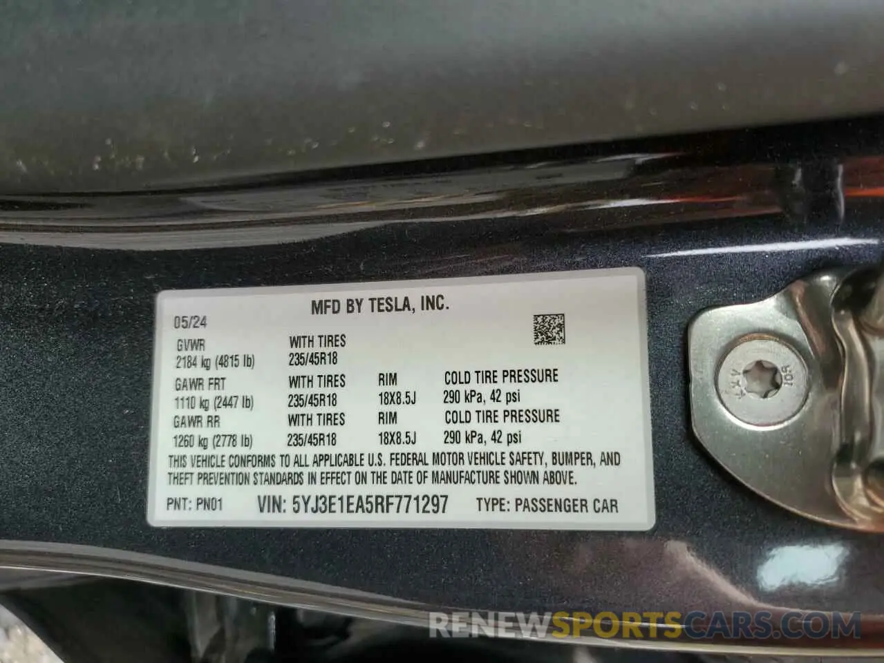 12 fotografías del automóvil dañado 5YJ3E1EA5RF771297 TESLA MODEL 3 2024